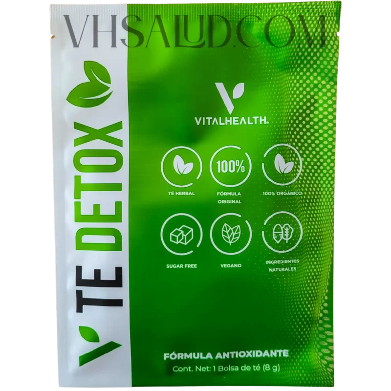 Bolsa de té detox V-TE DETOX de VitalHealth, mezcla herbal para desintoxicación natural