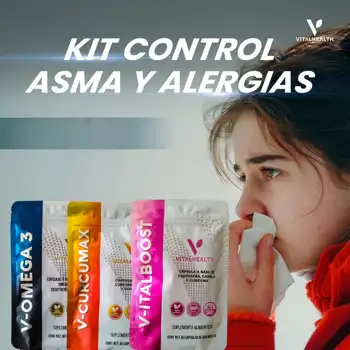 Kit Control Asma y Alergias de VitalHealth con V-Omega 3, V-Curcumax y V-Italboost
