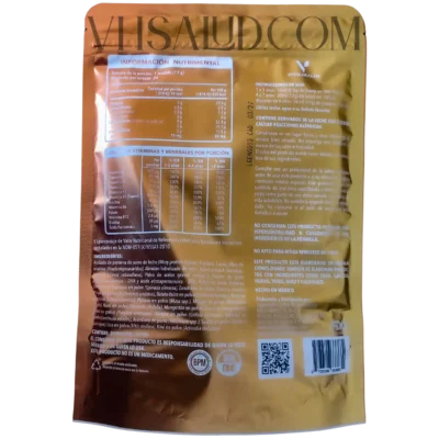 Instrucciones de uso, ingredientes y tabla nutrimental del suplemento Genius Shake de VitalHealth.