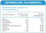 Tabla nutrimental de Genius Shake de VitalHealth con información de proteínas, carbohidratos, azúcares, fibra y calorías por porción.