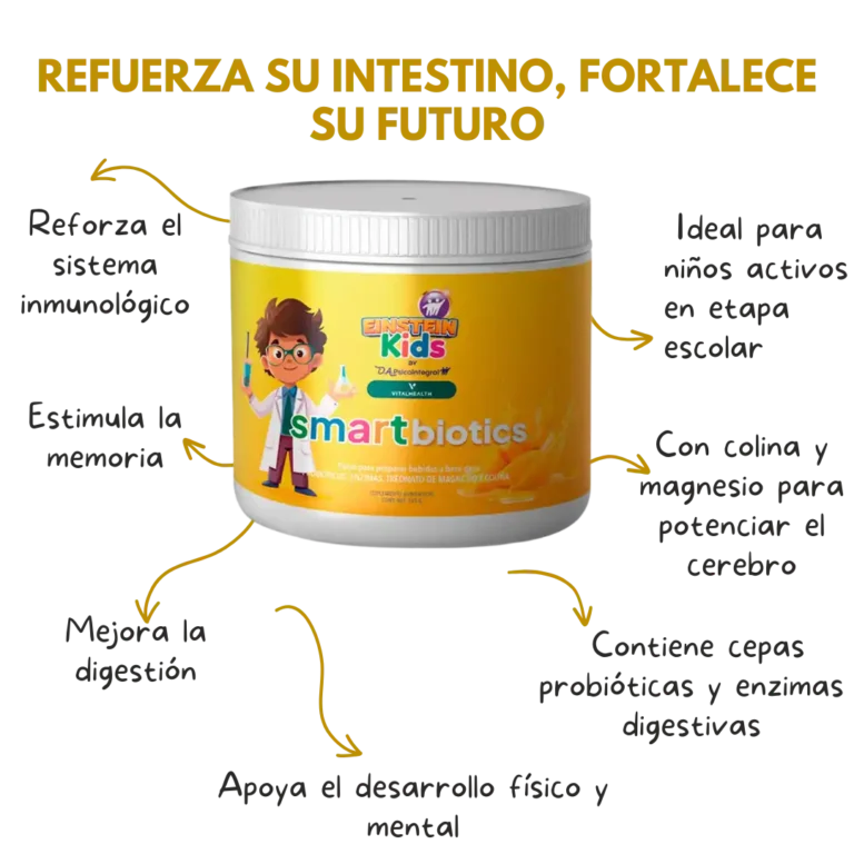 Beneficios de SmartBiotics Kids: probióticos, enzimas digestivas, colina y magnesio