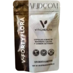 Suplemento V-Fortyflora de VitalHealth con magnesio, calcio y carbón activado para el bienestar digestivo