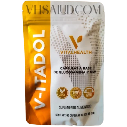 Empaque de V-Itadol VitalHealth con glucosamina y MSM para articulaciones
