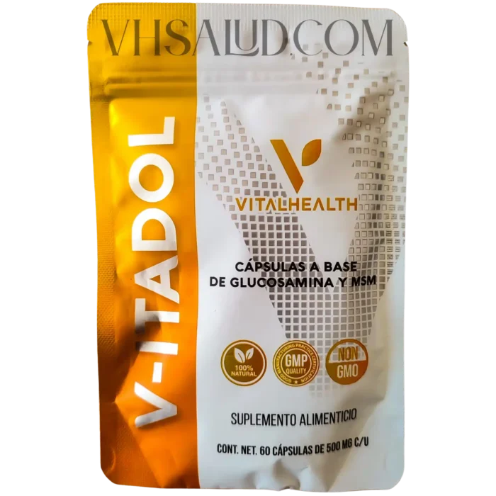 Empaque de V-Itadol VitalHealth con glucosamina y MSM para articulaciones