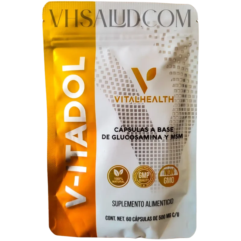Empaque de V-Itadol VitalHealth con glucosamina y MSM para articulaciones