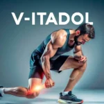 Hombre con dolor en la rodilla usando suplemento V-Itadol de VitalHealth