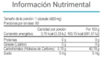 Tabla nutrimental del suplemento V-Italay de Vital Health, con datos por porción y por 100 g