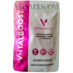 Empaque del suplemento V-Italboost de VitalHealth con equinácea, canela y cúrcuma.