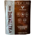 Empaque de V-Ketokafe BHB de VitalHealth, café negro soluble con BHB ideal para dieta cetogénica, sin azúcar ni gluten