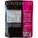 Información nutrimental y modo de uso del suplemento V Lovkafe de VitalHealth, con tongkat ali, maca, ginseng y L-arginina.