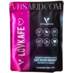 Empaque del suplemento V Lovkafe de VitalHealth con ingredientes como tongkat ali y L-arginina, diseñado para mejorar la vitalidad.