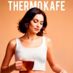 Mujer sosteniendo una taza de V-Thermokafe, portada para videos de testimonios y reacciones del producto.