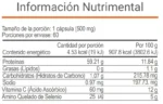 Tabla nutrimental del suplemento V-Curcumax de VitalHealth, con contenido de cúrcuma, vitamina C y selenio.