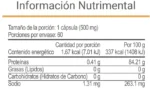 Tabla de información nutrimental de V-Itadol VitalHealth por porción de cápsula