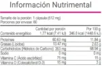 Tabla nutrimental de V-Italboost VitalHealth con información por cápsula de 512 mg.
