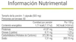Tabla nutrimental de V-Organex de VitalHealth con valores por cápsula