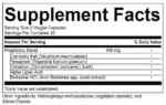 Tabla nutrimental del suplemento S-Balance de VitalHealth con berberina, fenogreco, arándano y ácido alfa lipoico