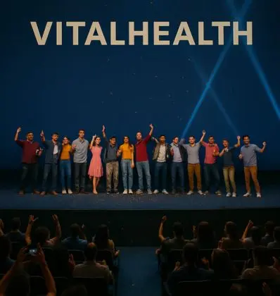 Equipo VitalHealth en escenario celebrando logros y crecimiento del negocio