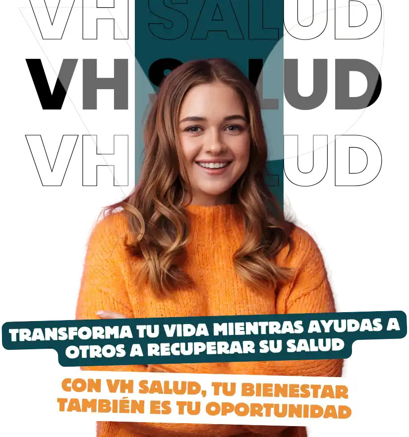 Mujer sonriente representa a nuevos afiliados de VH Salud VitalHealth, promoviendo bienestar, crecimiento personal y oportunidad de negocio en salud.