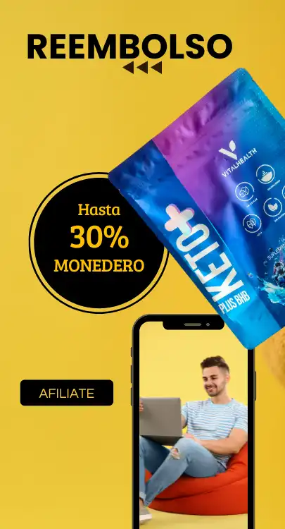Imagen promocional del bono de lealtad de VitalHealth con hasta 30% de reembolso en monedero para afiliados.